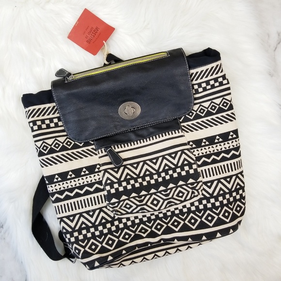 Mossimo Supply Co. Handbags - NWT Mossimo Black Off White Tribal Backpack